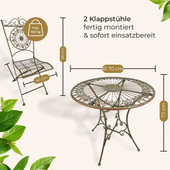 Preview: Gartenmöbel Set Valencia – Vintage Metallmöbel für Balkon & Garten